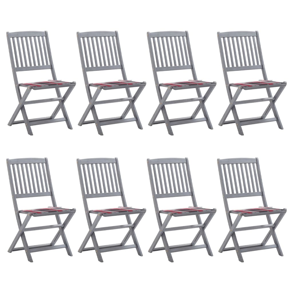Folding garden chairs 8 units and cushions solid acacia wood v8954 Vetonek