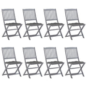 Folding garden chairs 8 units and cushions solid acacia wood v8985 Vetonek