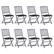 Folding garden chairs 8 units and cushions solid acacia wood v9043 Vetonek