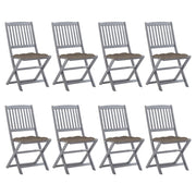 Folding garden chairs 8 units and cushions solid acacia wood v9050 Vetonek