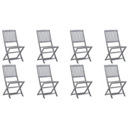 Vetonek Folding garden chairs 8 pcs and cushions solid acacia wood