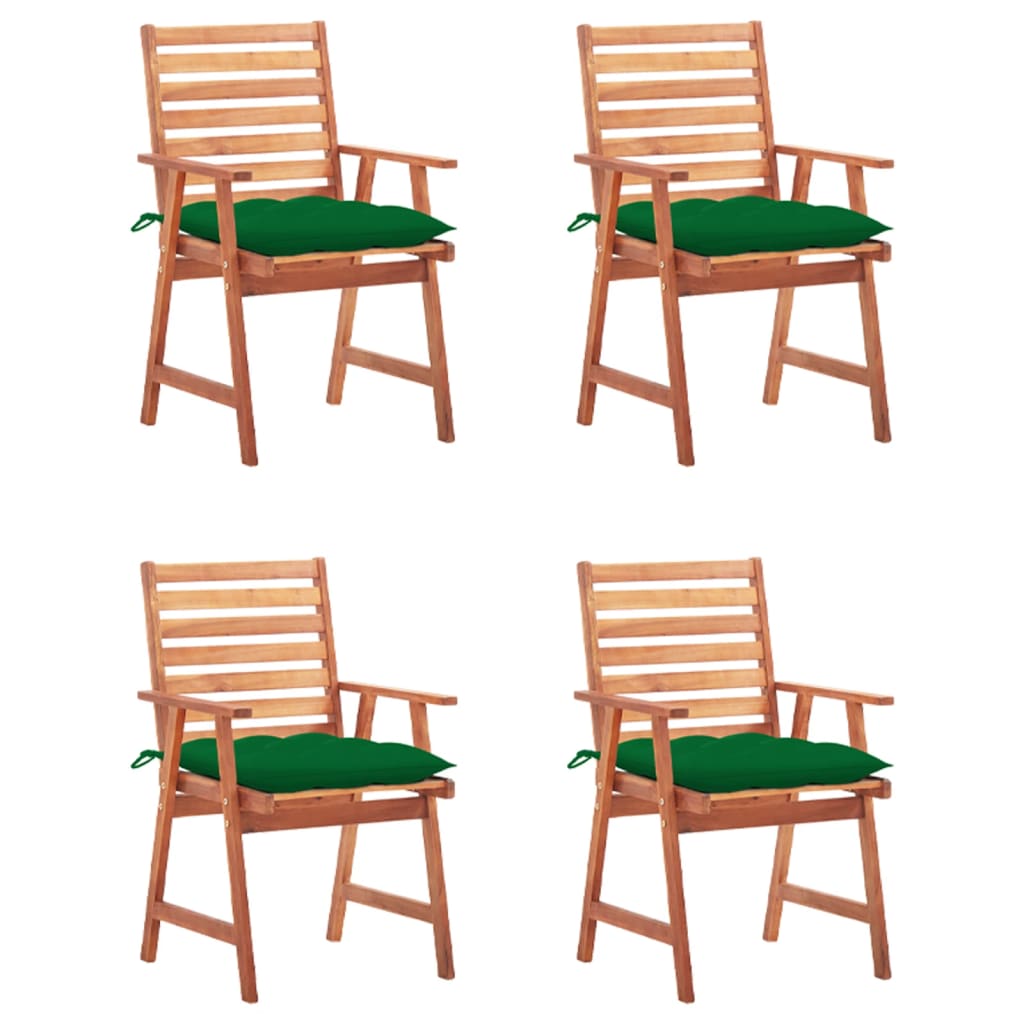 Vetonek Sillas comedor de jardín y cojines 4 uds madera maciza acacia