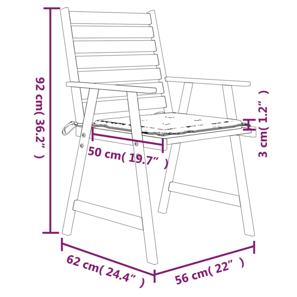 Sillas de comedor jardín con cojines 4 uds madera maciza acacia vidaXL