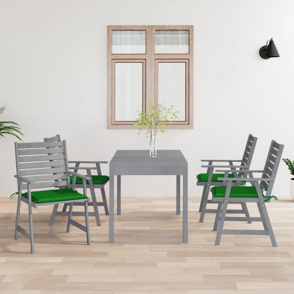 Vetonek Sillas de comedor jardín con cojines 4 uds madera maciza acacia