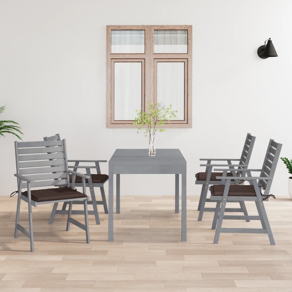 Vetonek Sillas de comedor jardín con cojines 4 uds madera maciza acacia