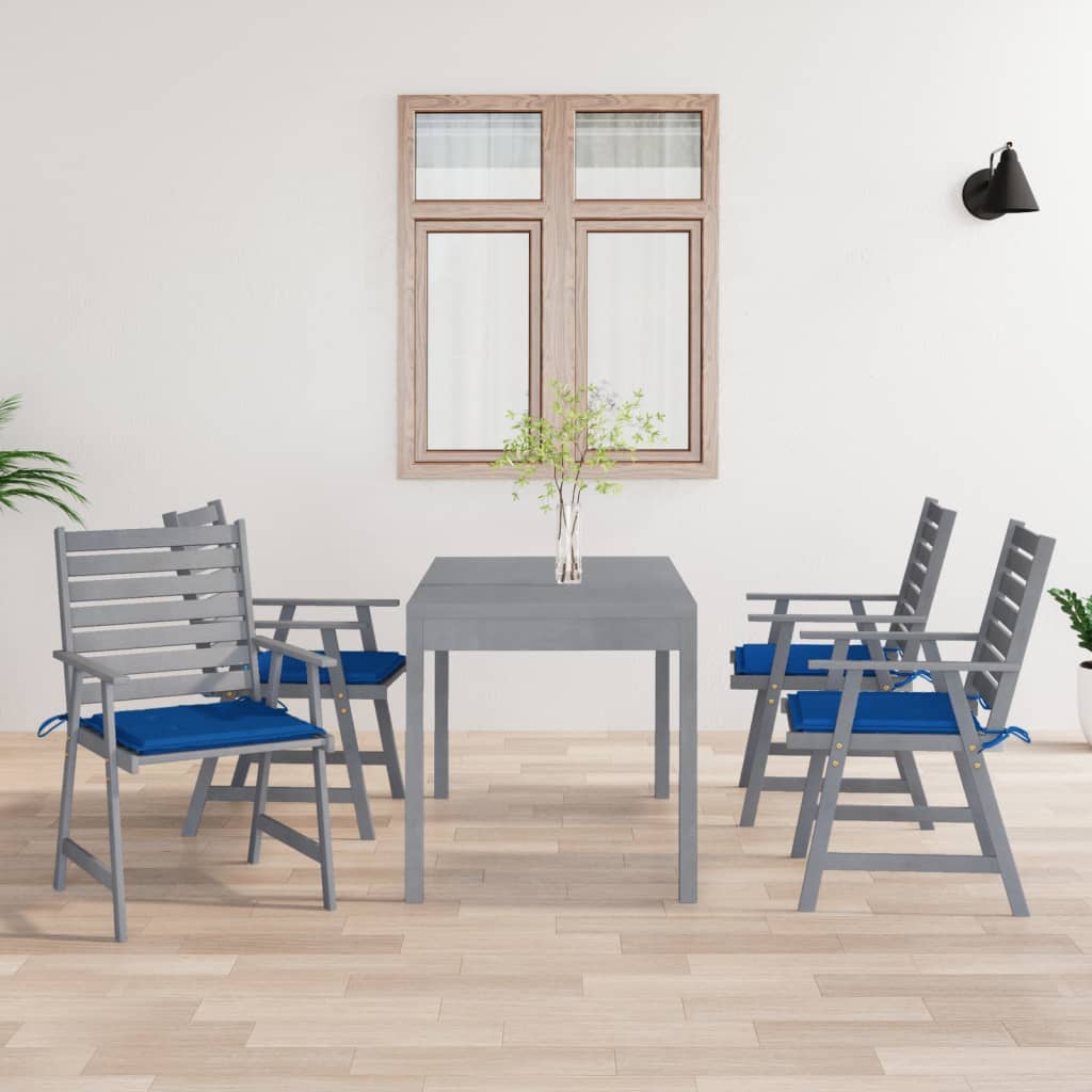 Vetonek Sillas de comedor jardín con cojines 4 uds madera maciza acacia