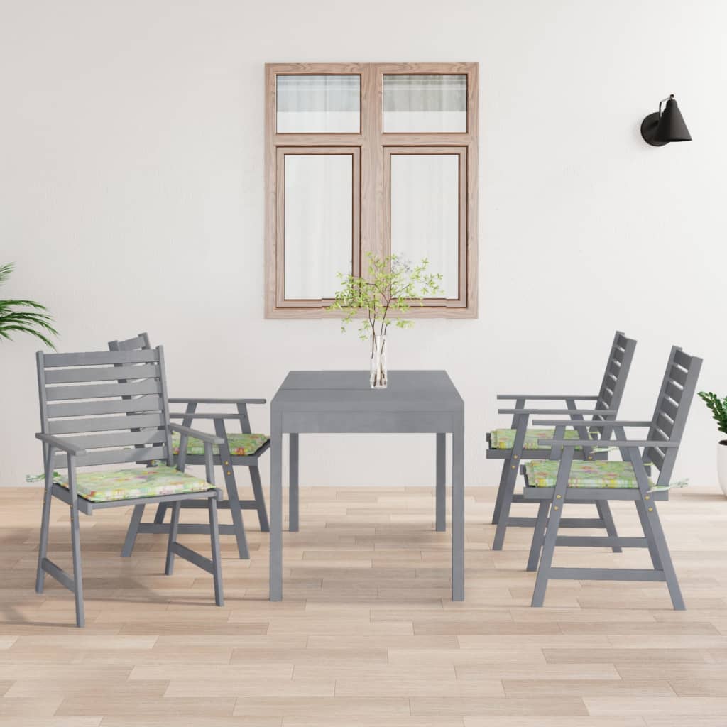 Vetonek Sillas de comedor jardín con cojines 4 uds madera maciza acacia