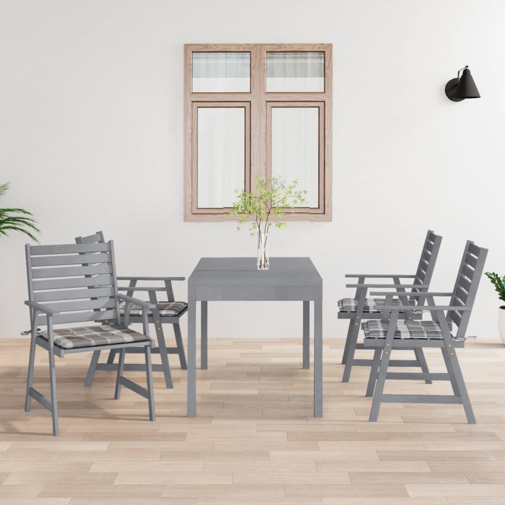 Vetonek Sillas de comedor jardín con cojines 4 uds madera maciza acacia