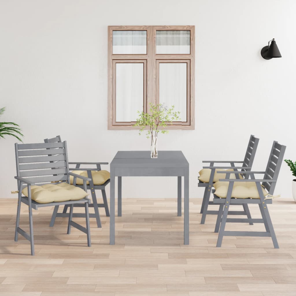 Vetonek Sillas de comedor jardín con cojines 4 uds madera maciza acacia