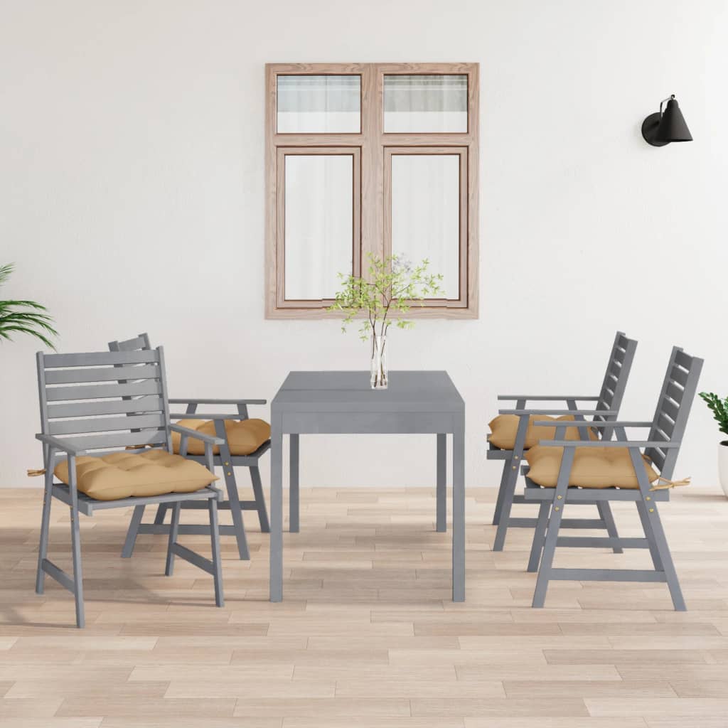 Vetonek Sillas de comedor jardín con cojines 4 uds madera maciza acacia