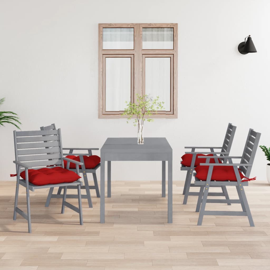 Vetonek Sillas de comedor jardín con cojines 4 uds madera maciza acacia