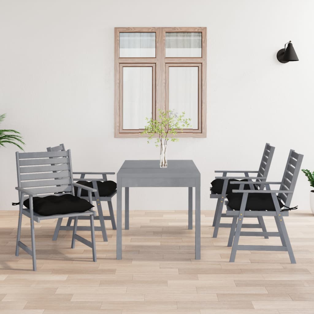 Vetonek Sillas de comedor jardín con cojines 4 uds madera maciza acacia