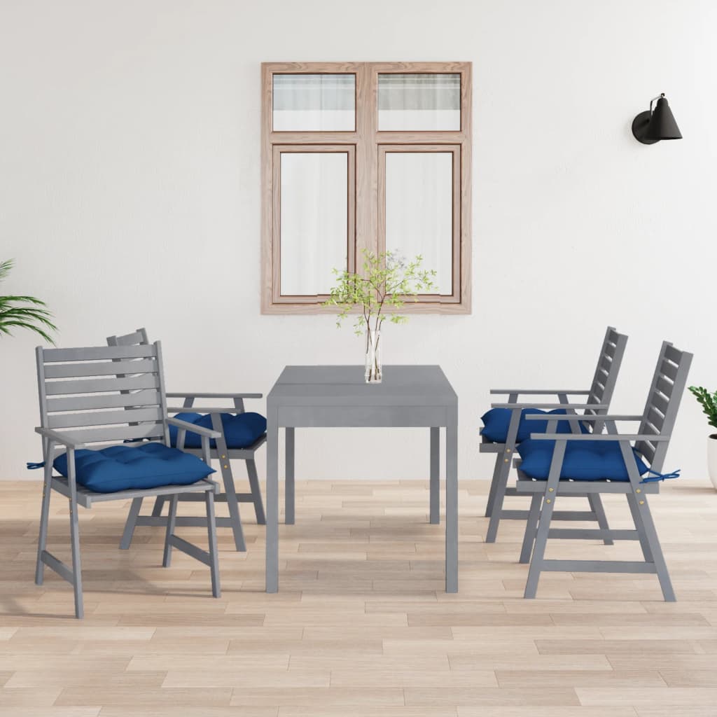 Vetonek Sillas de comedor jardín con cojines 4 uds madera maciza acacia