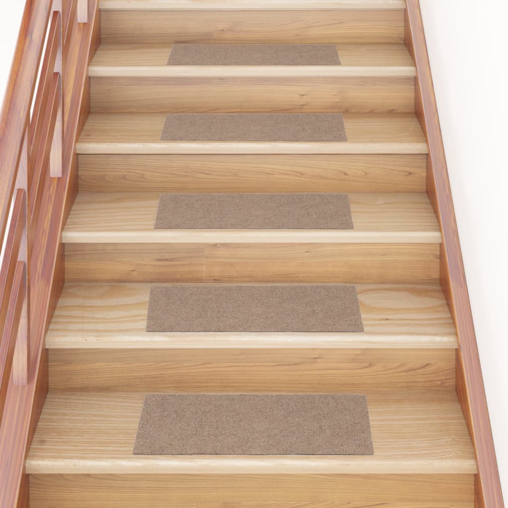 Vetonek Alfombrilla autoadhesiva escalera 15 uds marrón claro 60x25 cm