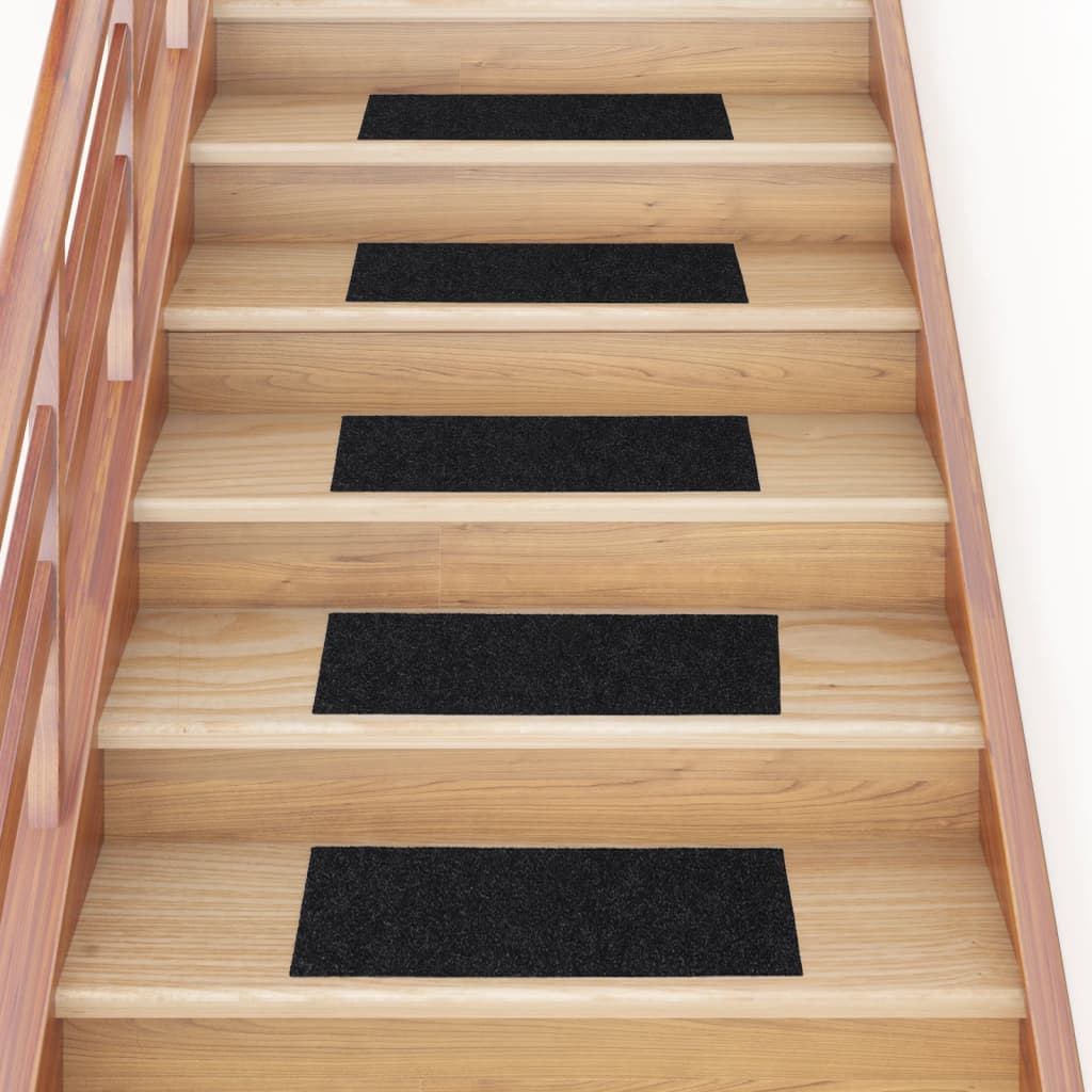 Vetonek Alfombrilla autoadhesiva escalera 15 uds negro 60x25 cm