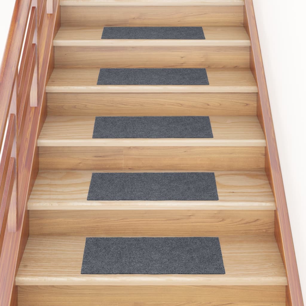 Vetonek Alfombrilla autoadhesiva escalera 15 uds gris claro 60x25 cm