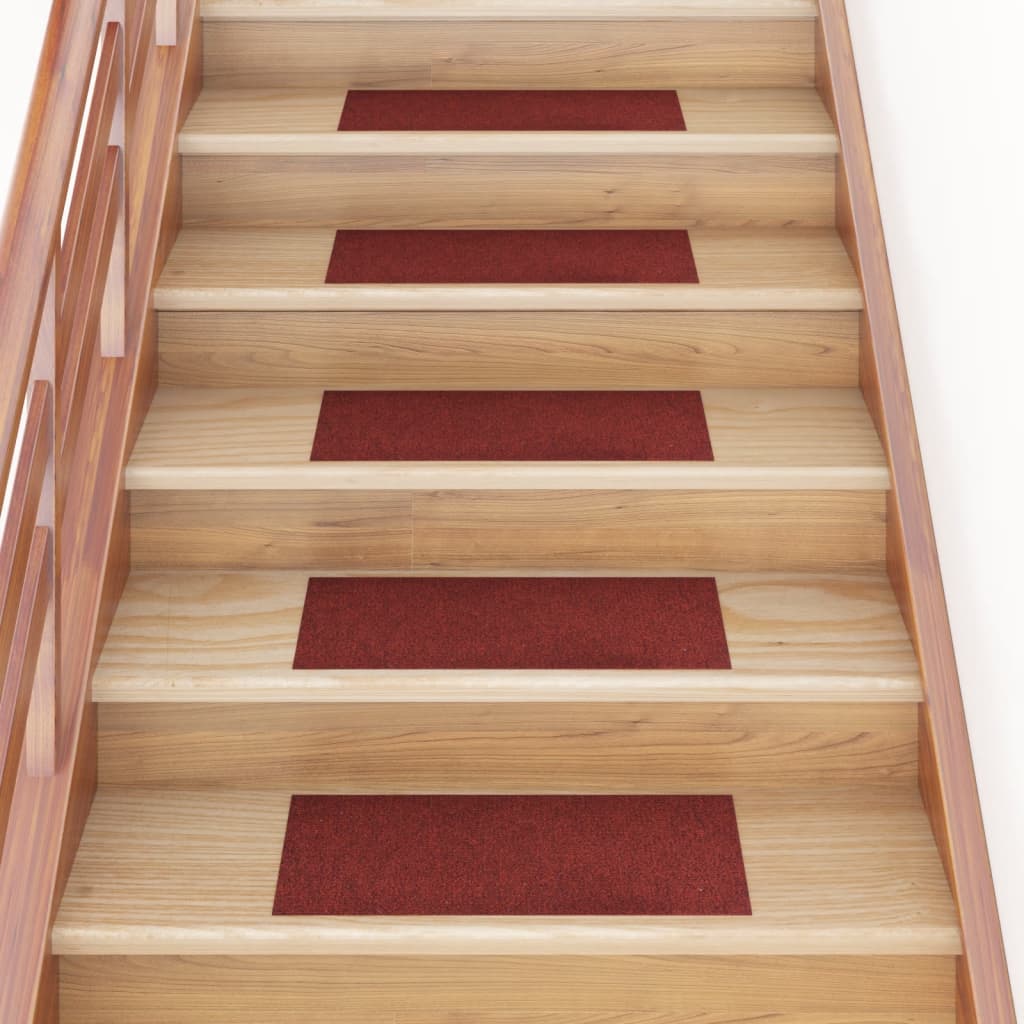 Vetonek Alfombrilla autoadhesiva escalera 15 uds rojo 60x25 cm