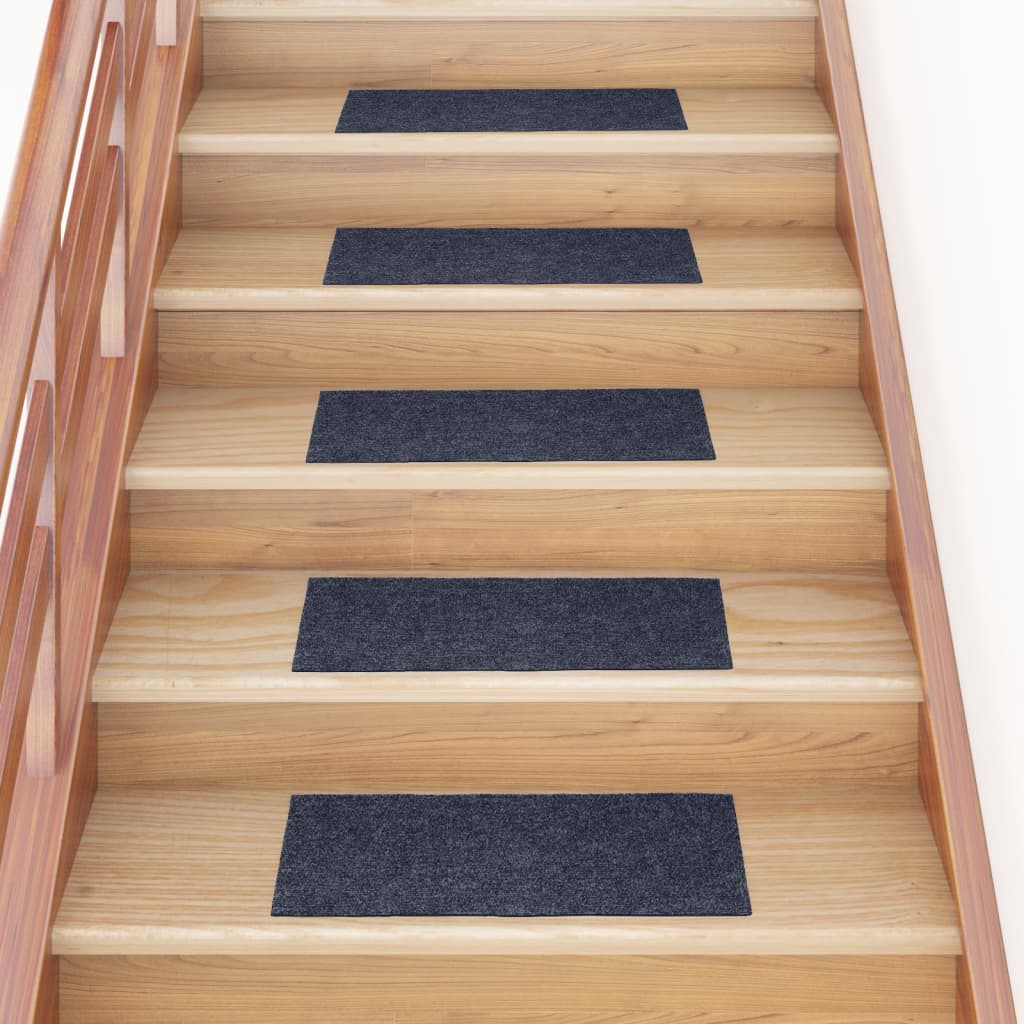 Vetonek Alfombrilla autoadhesiva escalera 15 uds gris azul 60x25 cm