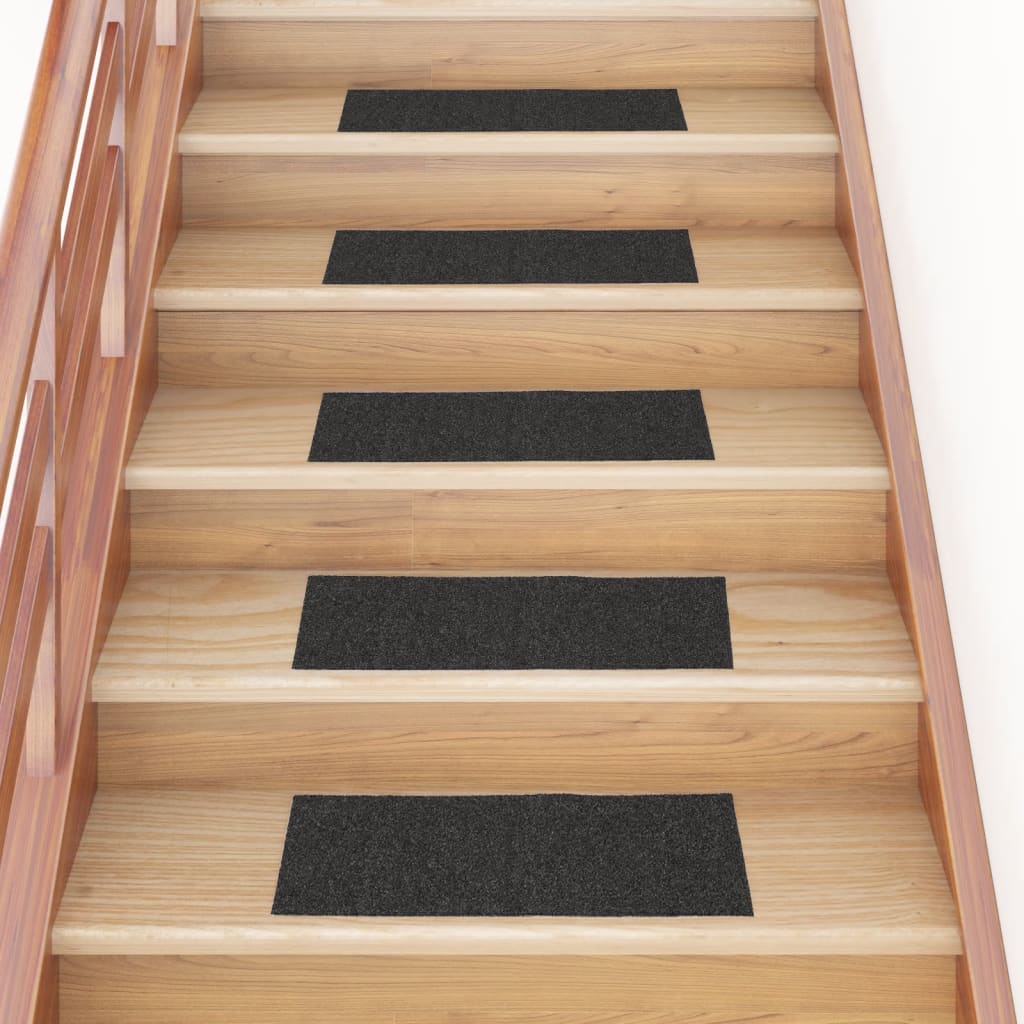 Vetonek Alfombrilla autoadhesiva de escalera 15 uds antracita 60x25 cm