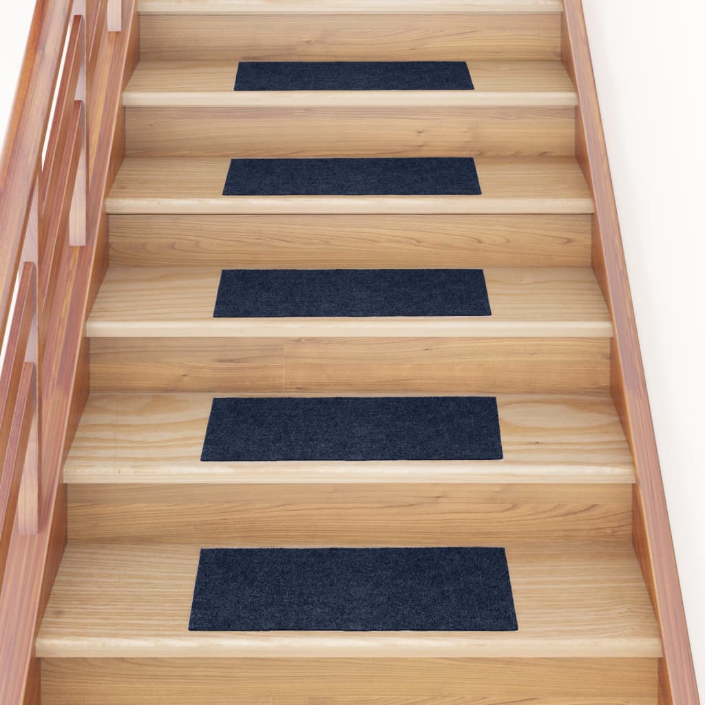 Vetonek Alfombrilla autoadhesiva escalera 15 uds azul 60x25 cm