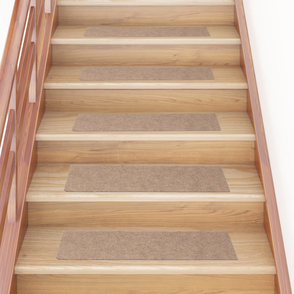 Vetonek Alfombrillas autoadhesivas escaleras 15 uds marrón 76x20 cm