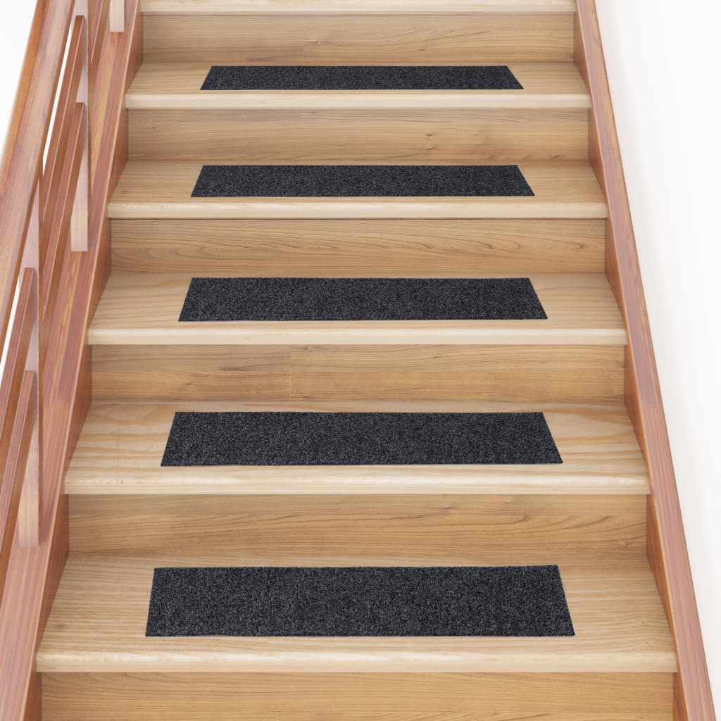 Vetonek Alfombrilla autoadhesiva escalera 15 uds gris 76x20 cm