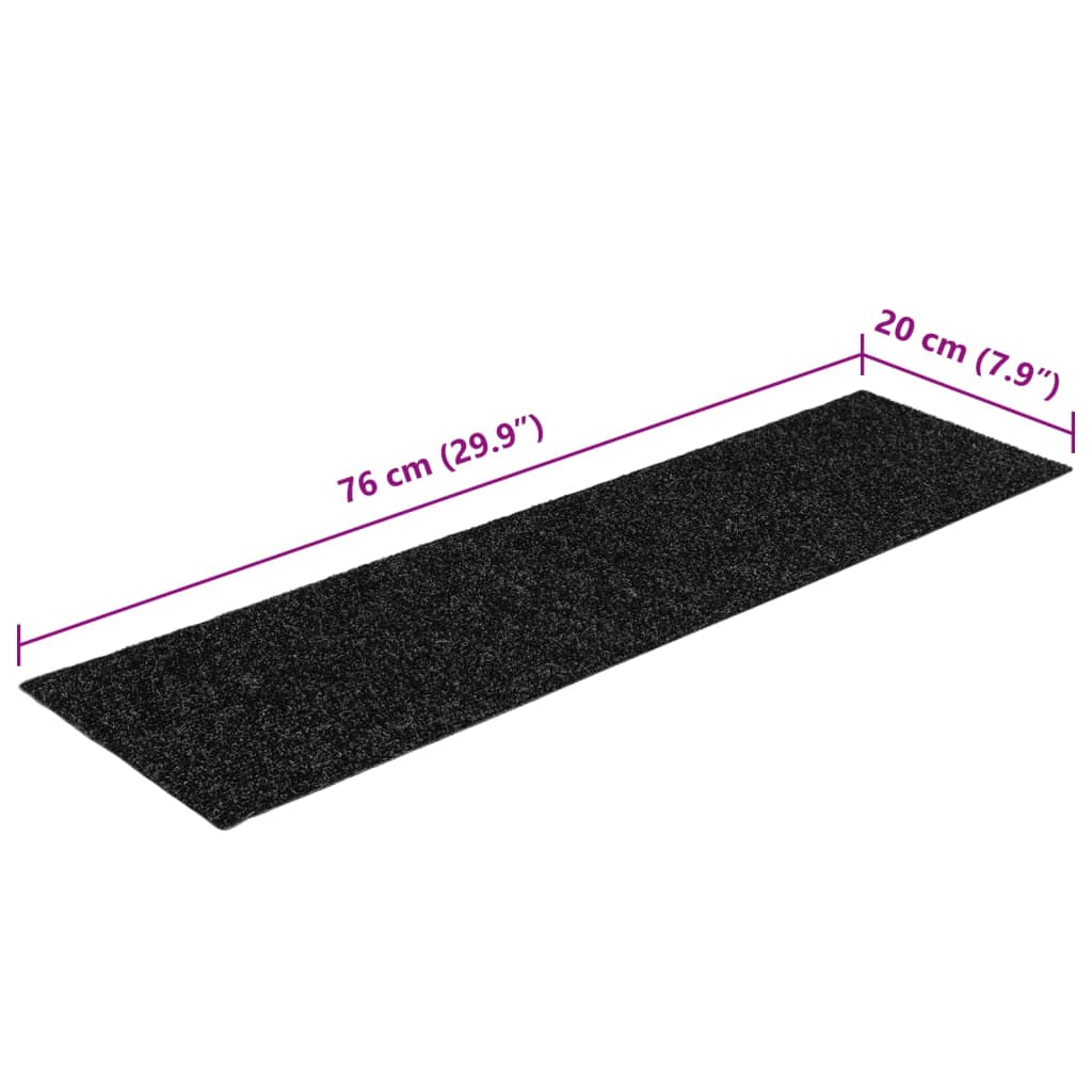 Self -adhesive carpet staircase 15 units black 76x20 cm