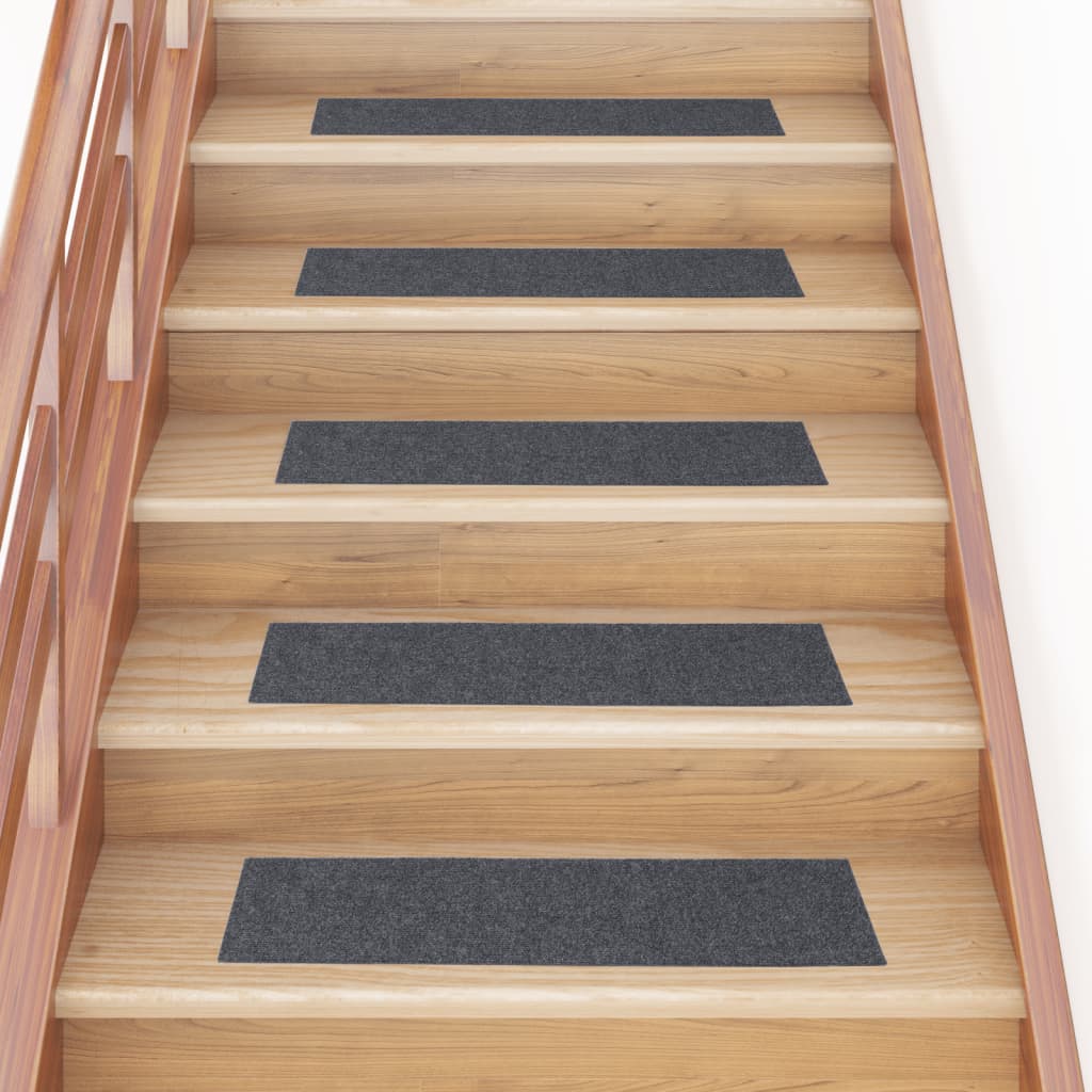 Vetonek Alfombrilla autoadhesiva escalera 15 uds gris claro 76x20 cm