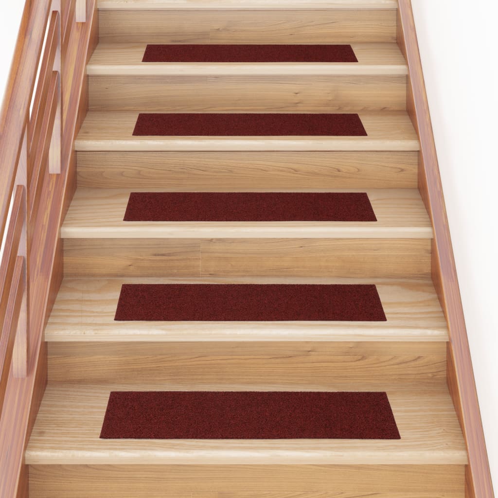 Vetonek Alfombrilla autoadhesiva escalera 15 uds rojo 76x20 cm