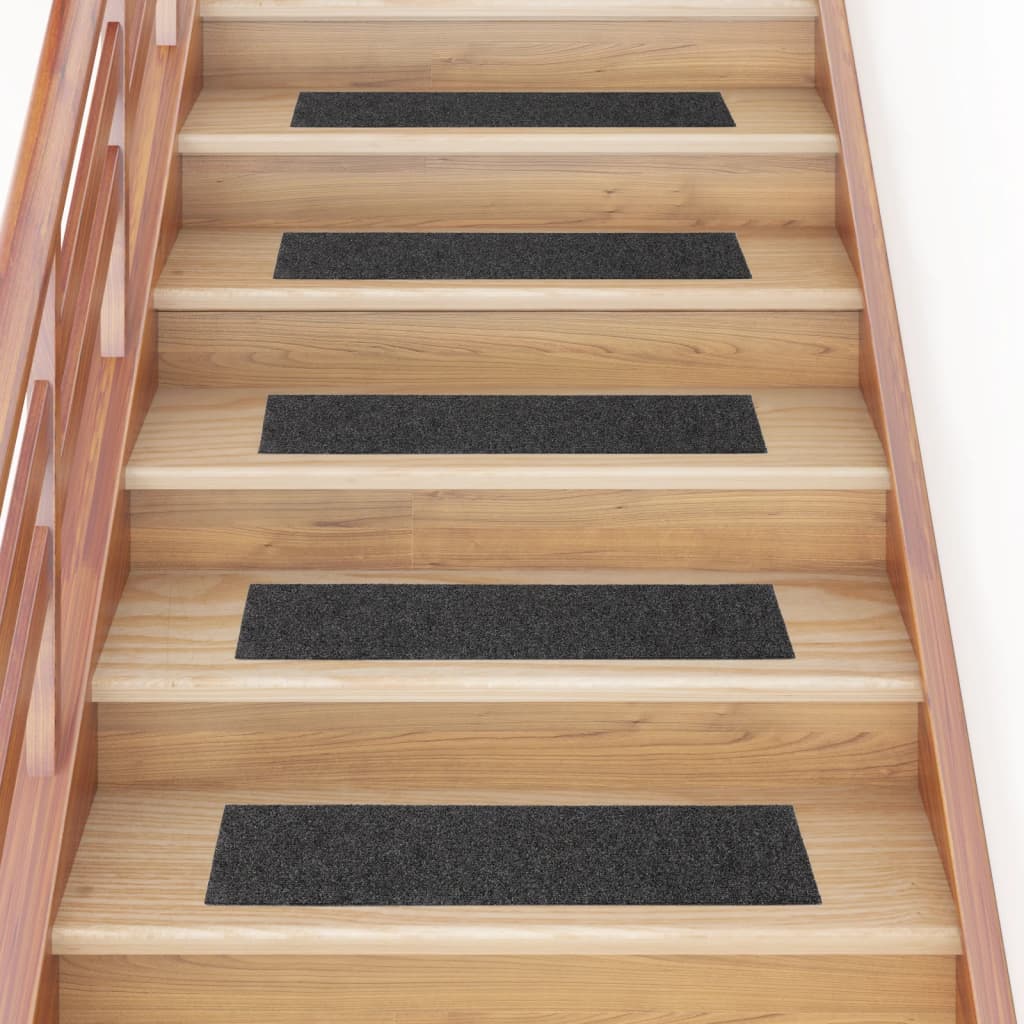 Vetonek Alfombrilla autoadhesiva de escalera 15 uds antracita 76x20 cm