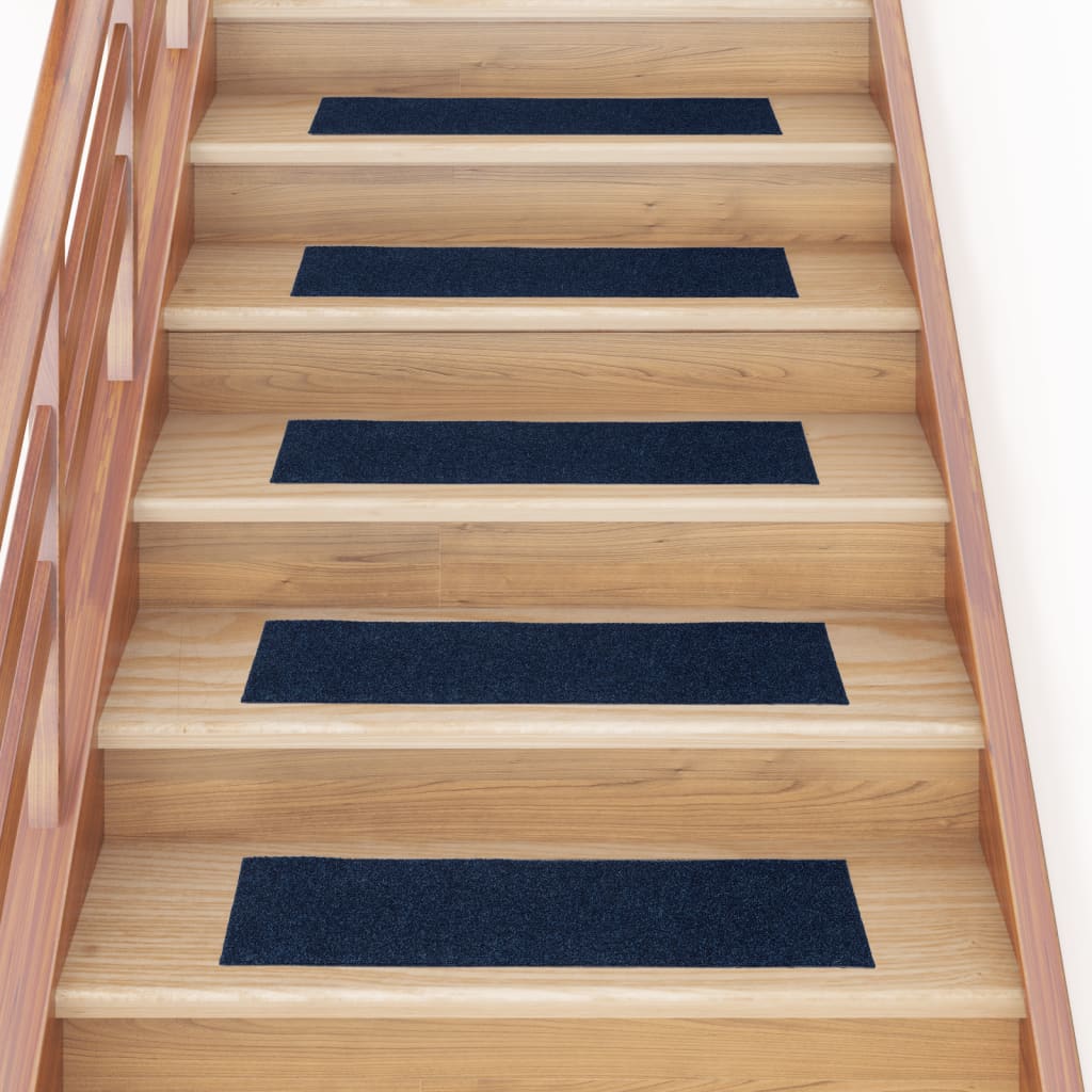 Vetonek Alfombrilla autoadhesiva escalera 15 uds azul 76x20 cm