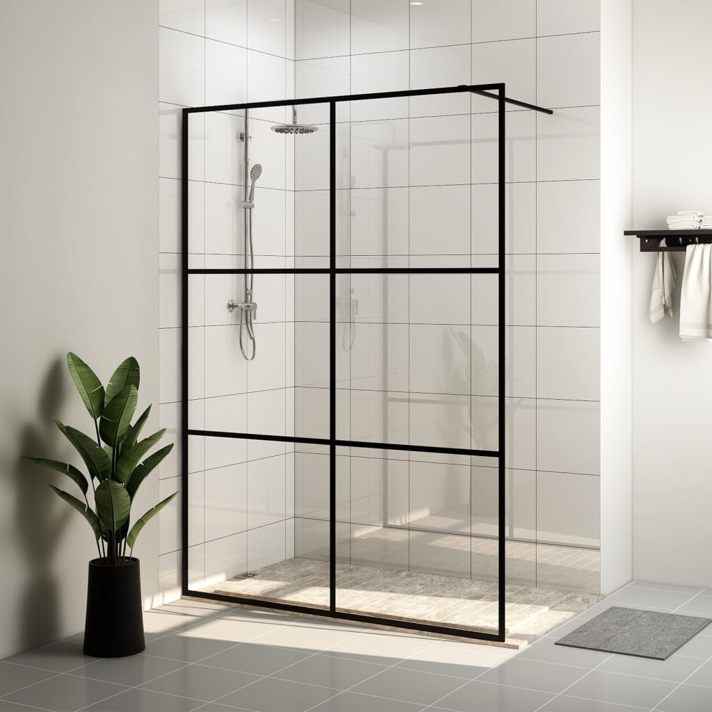 Vetonek Mampara de ducha accesible vidrio ESG claro negro 140x195 cm