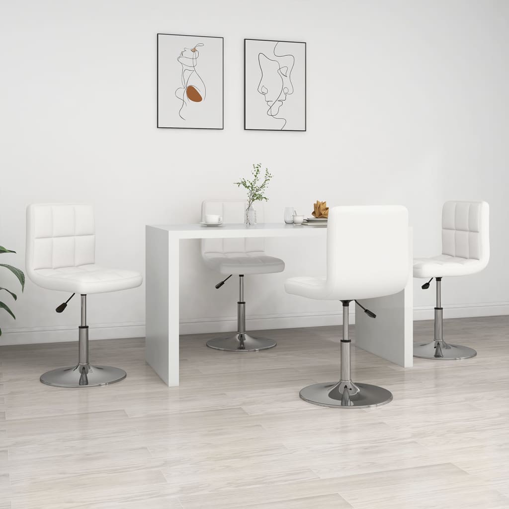 Vetonek Sillas de comedor 4 unidades cuero sintético blanco