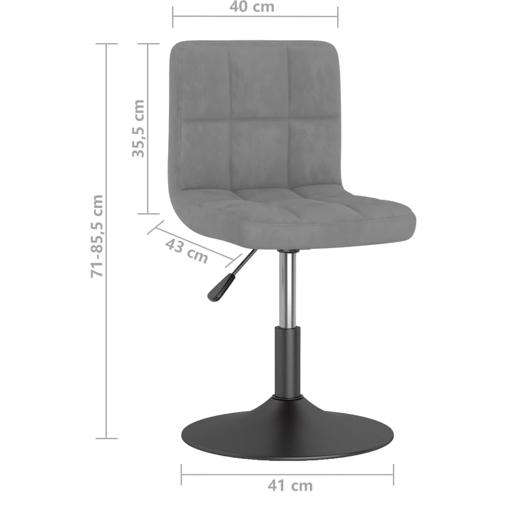 Taburete de cocina giratorio de terciopelo gris claro vidaXL