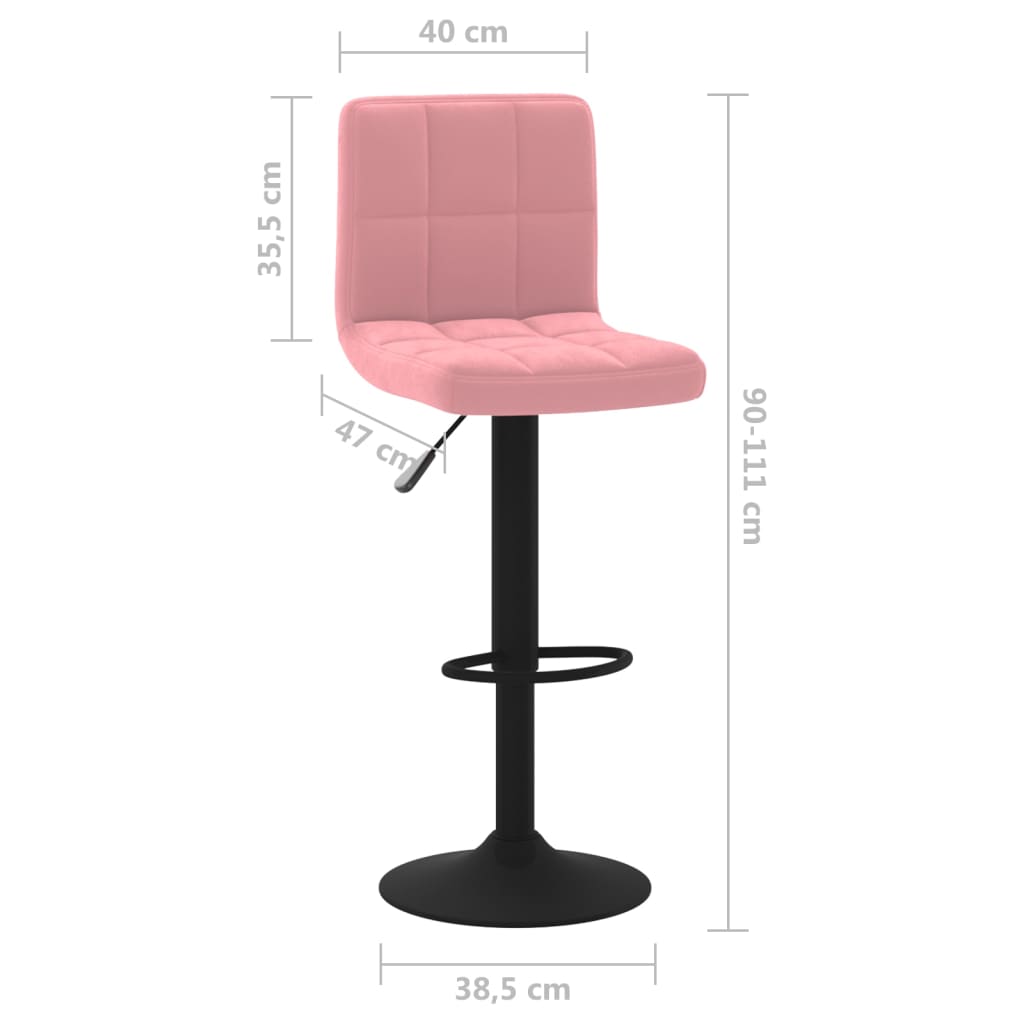 Taburete de cocina de terciopelo rosa vidaXL