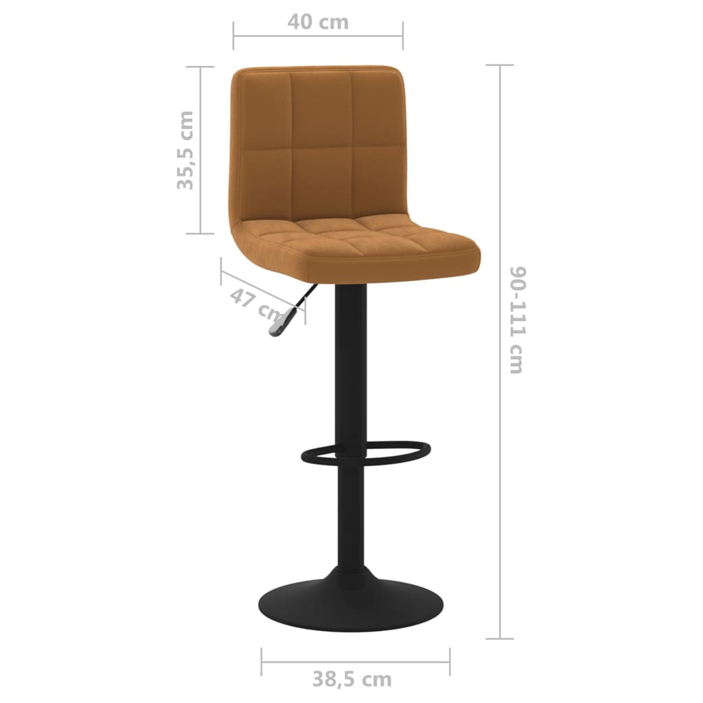 Taburetes de cocina 2 unidades terciopelo marrón vidaXL