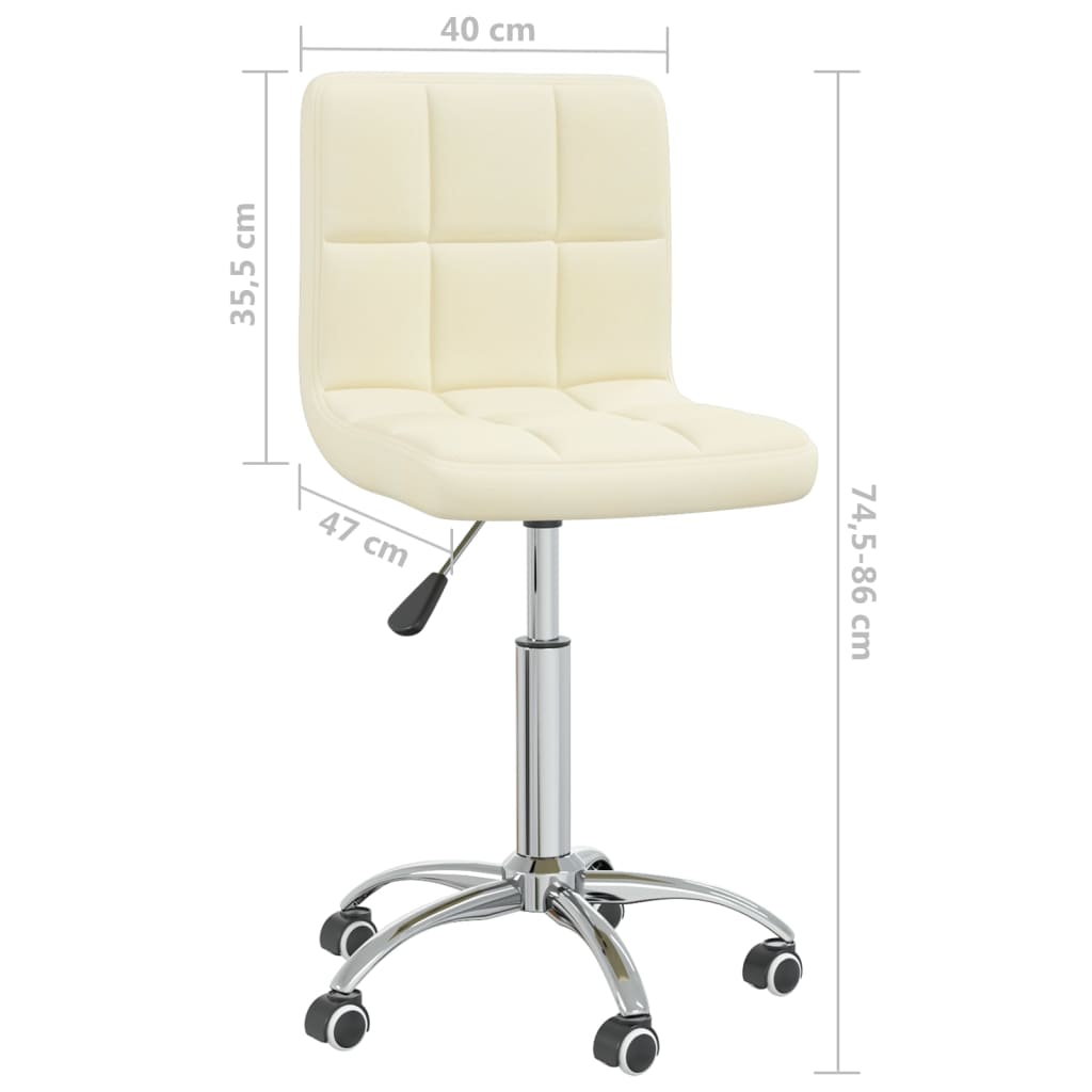 Silla de oficina giratoria de tela color crema vidaXL