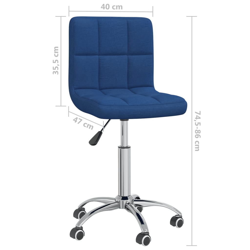 Silla de oficina giratoria de tela azul vidaXL