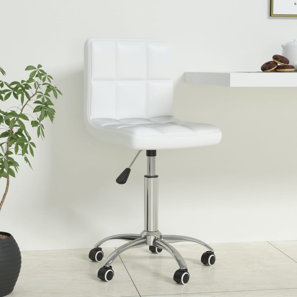 Vetonek Silla de oficina giratoria de cuero sintético blanco