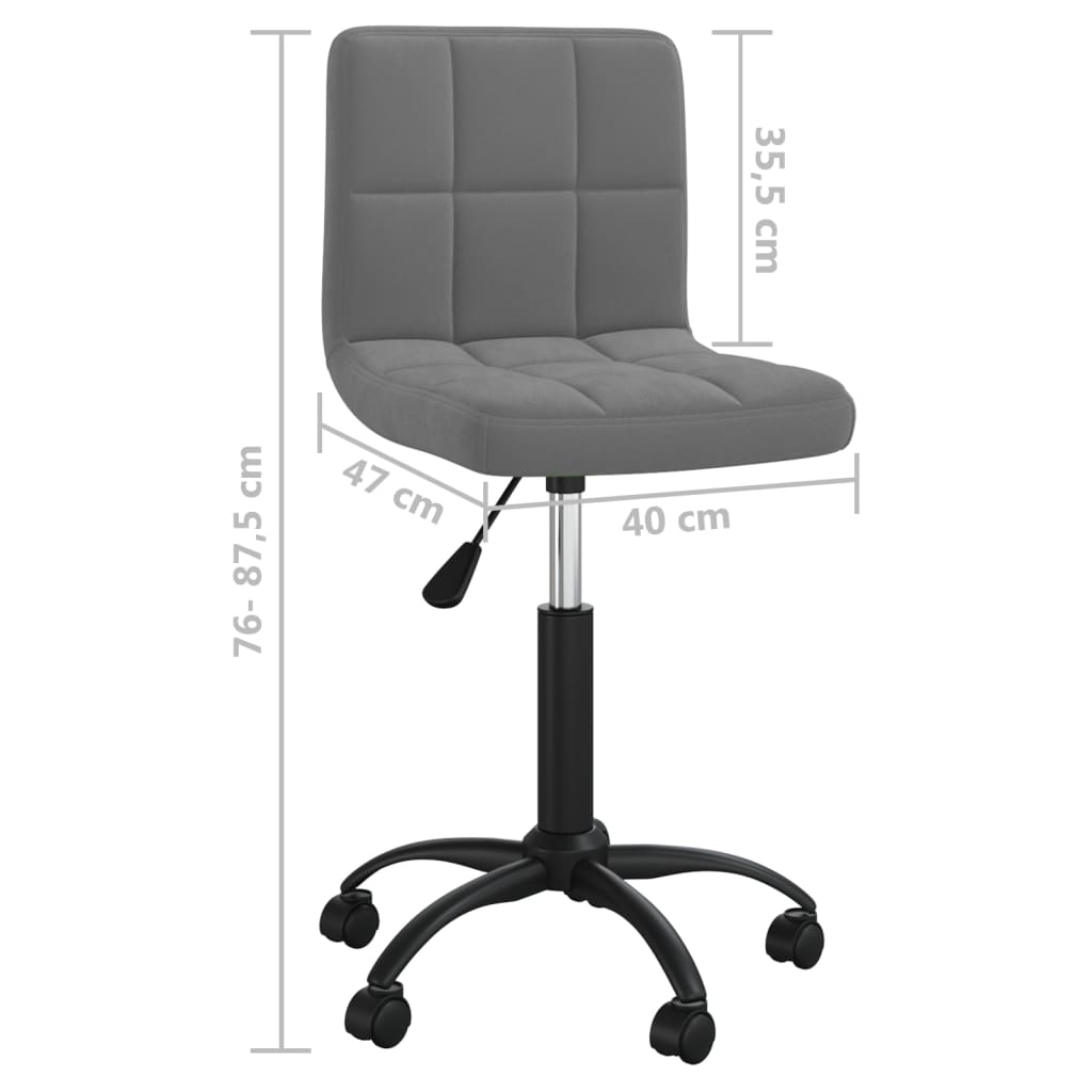 Silla de oficina giratoria de terciopelo gris oscuro vidaXL