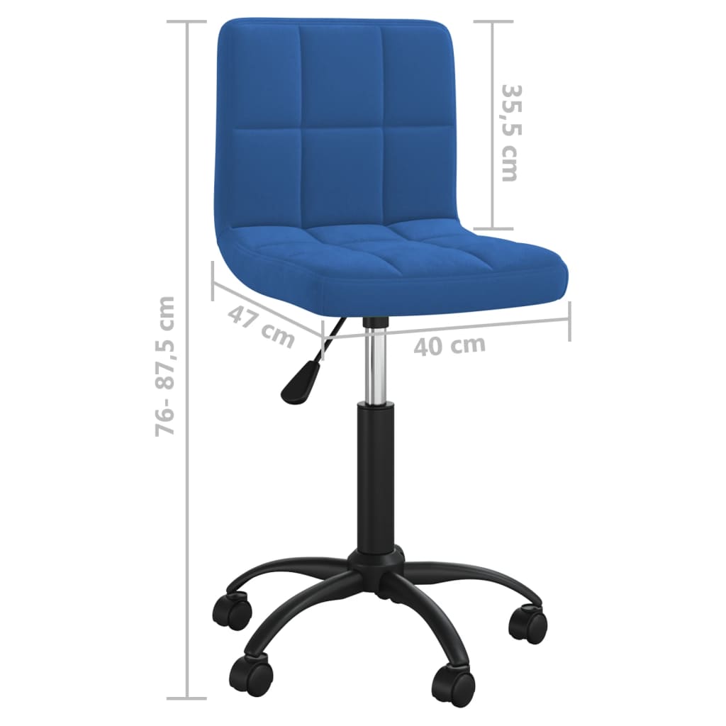 Silla de oficina giratoria de terciopelo azul vidaXL