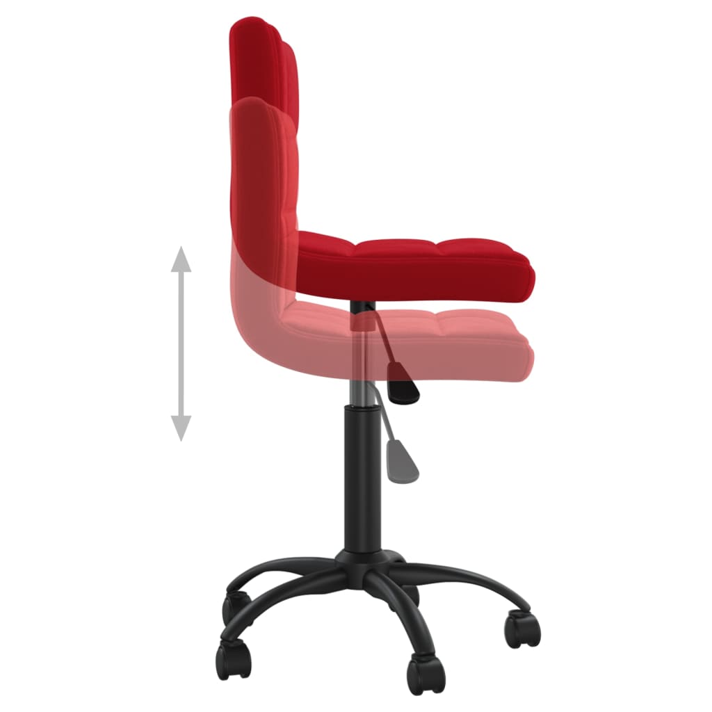 Silla de oficina giratoria de terciopelo rojo tinto vidaXL