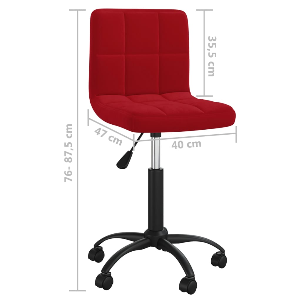 Silla de oficina giratoria de terciopelo rojo tinto vidaXL