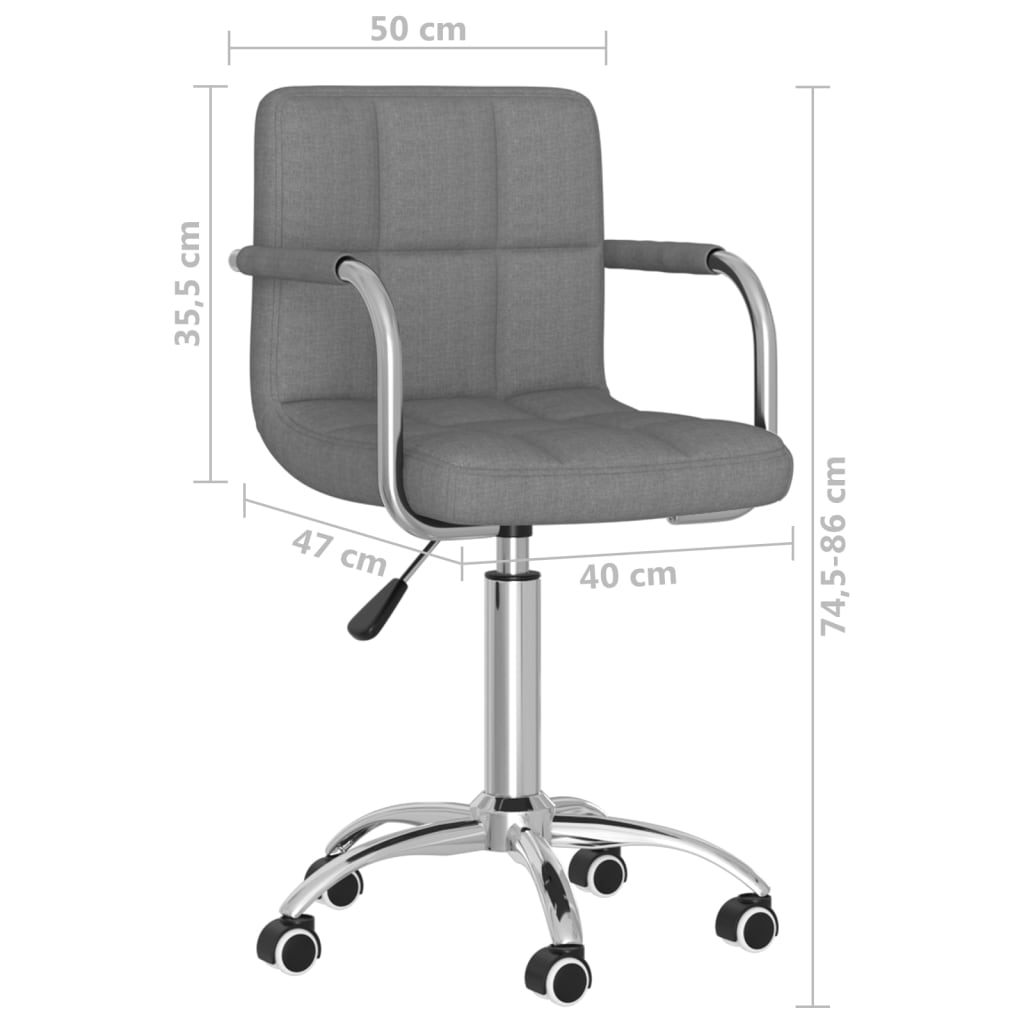 Silla de oficina giratoria de tela gris claro vidaXL