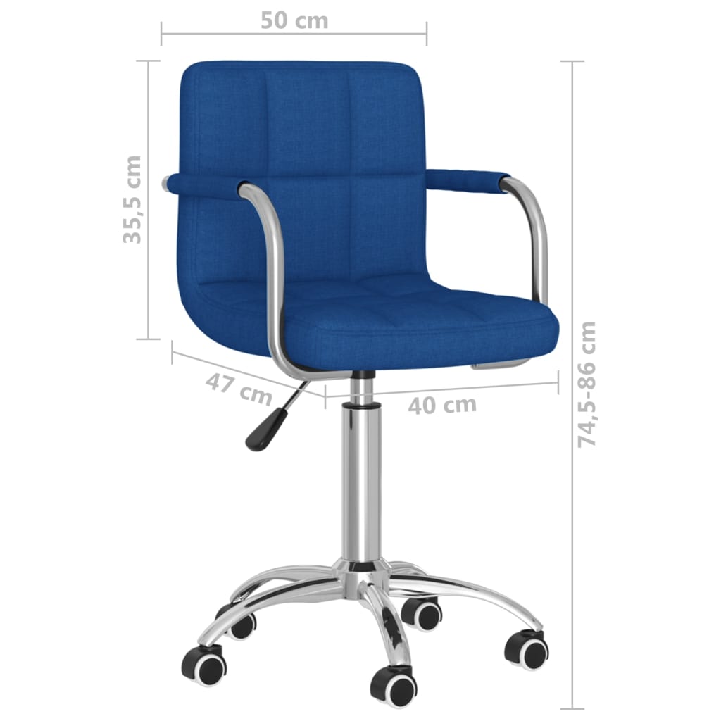 Silla de oficina giratoria de tela azul vidaXL