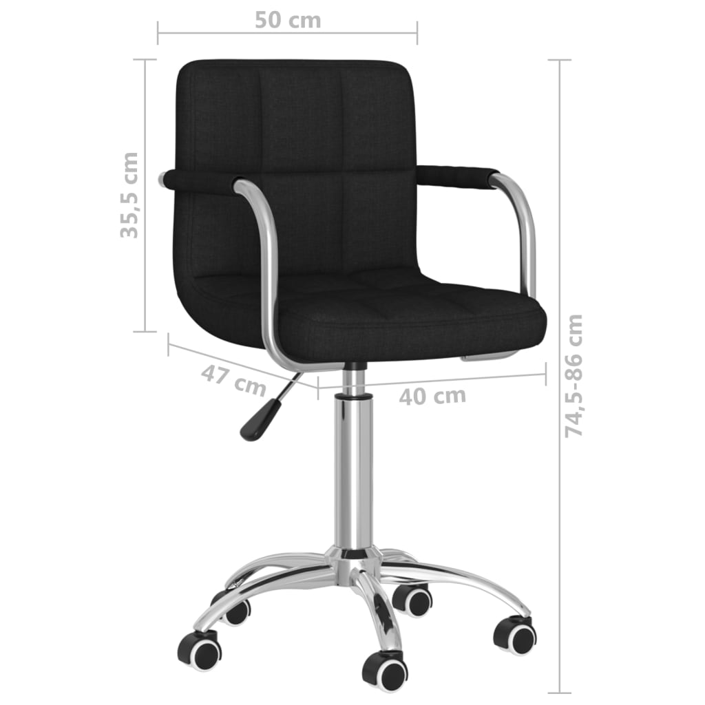 Silla de oficina giratoria de tela negra vidaXL