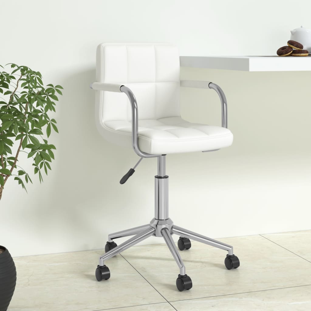 Vetonek Silla de oficina giratoria de cuero sintético blanco