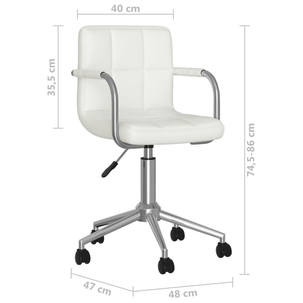 Silla de oficina giratoria de cuero sintético blanco vidaXL