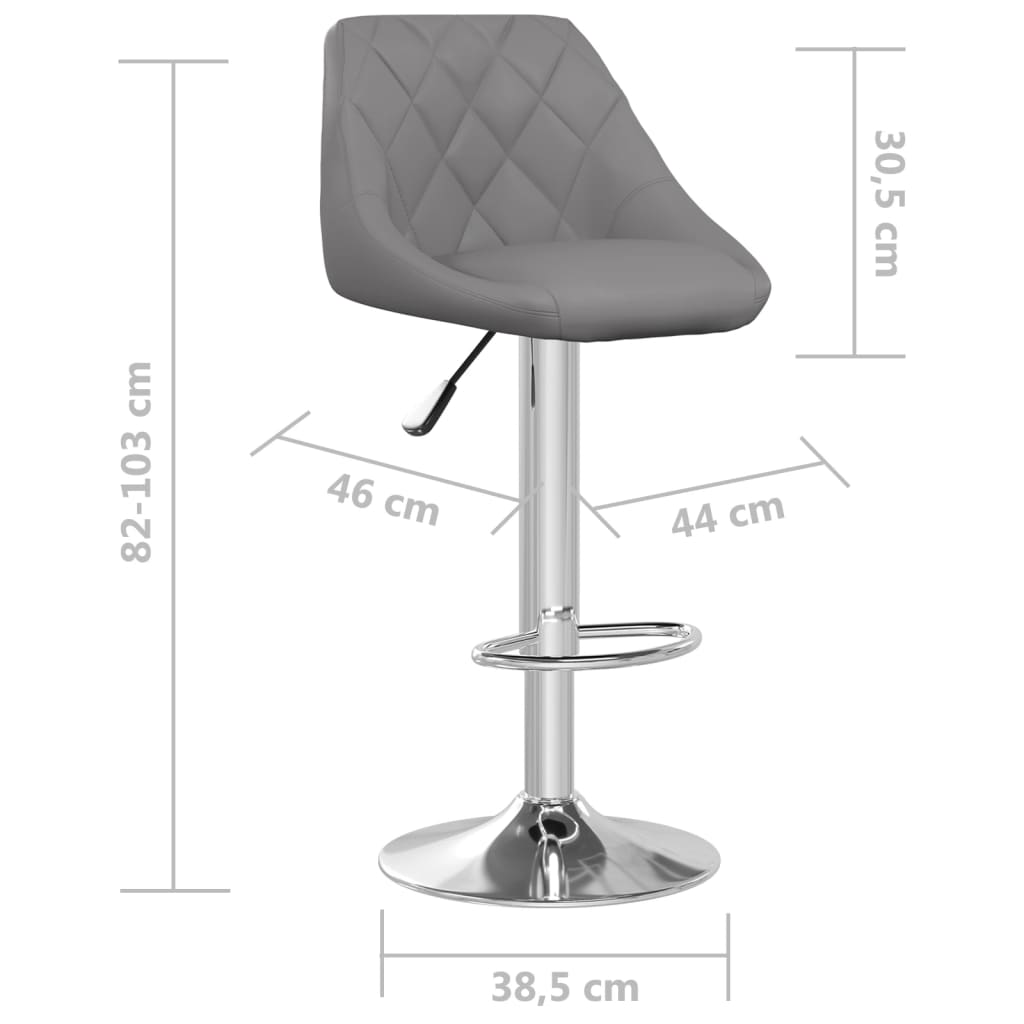 Taburetes de cocina 2 unidades cuero sintético gris vidaXL