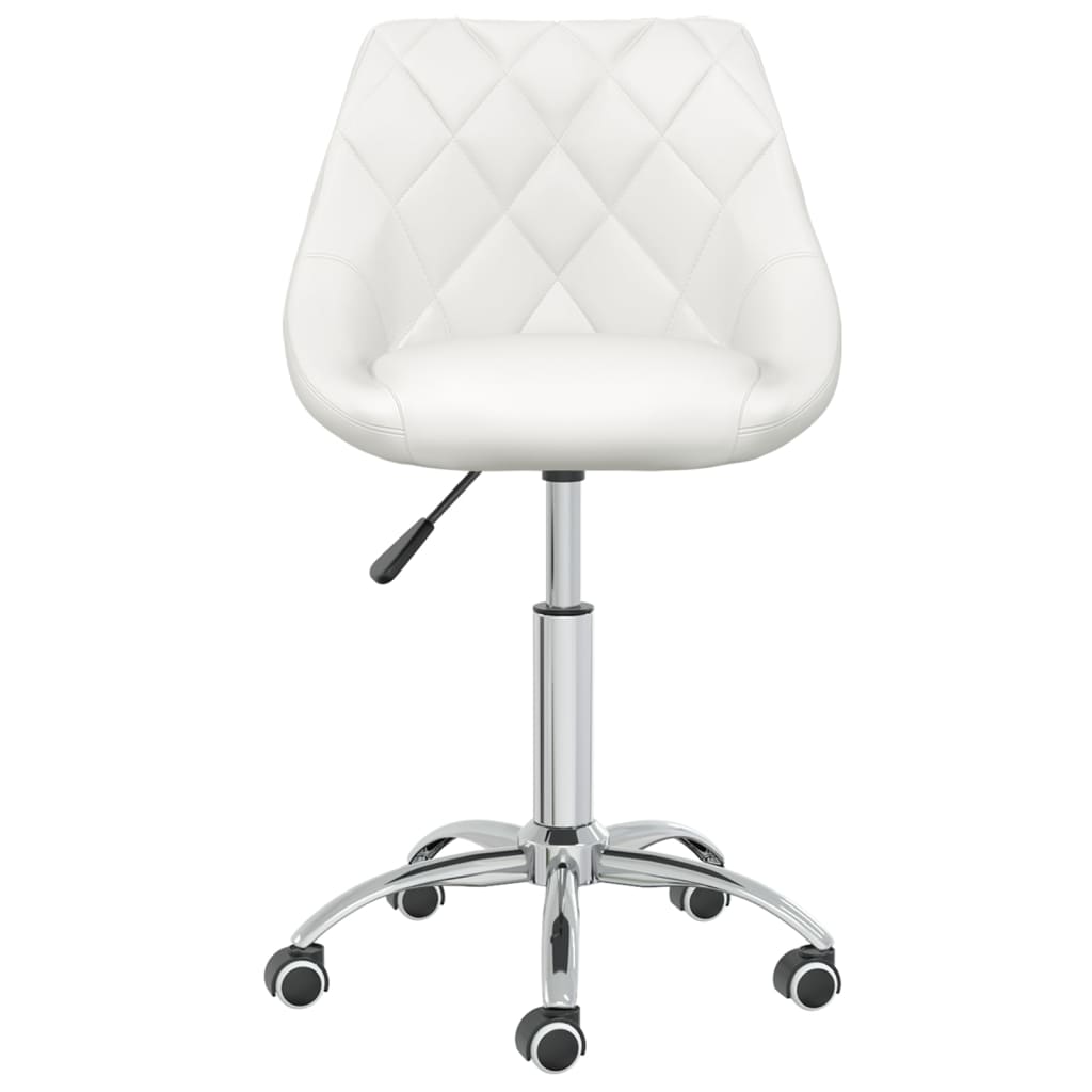 Silla de oficina giratoria de cuero sintético blanco